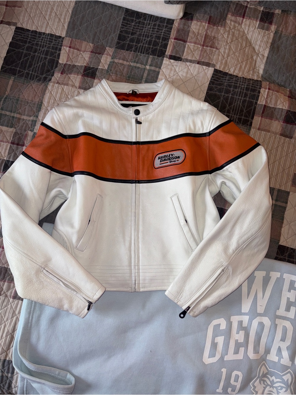 Harley-Davidson Women's White & Orange Leather Jacket